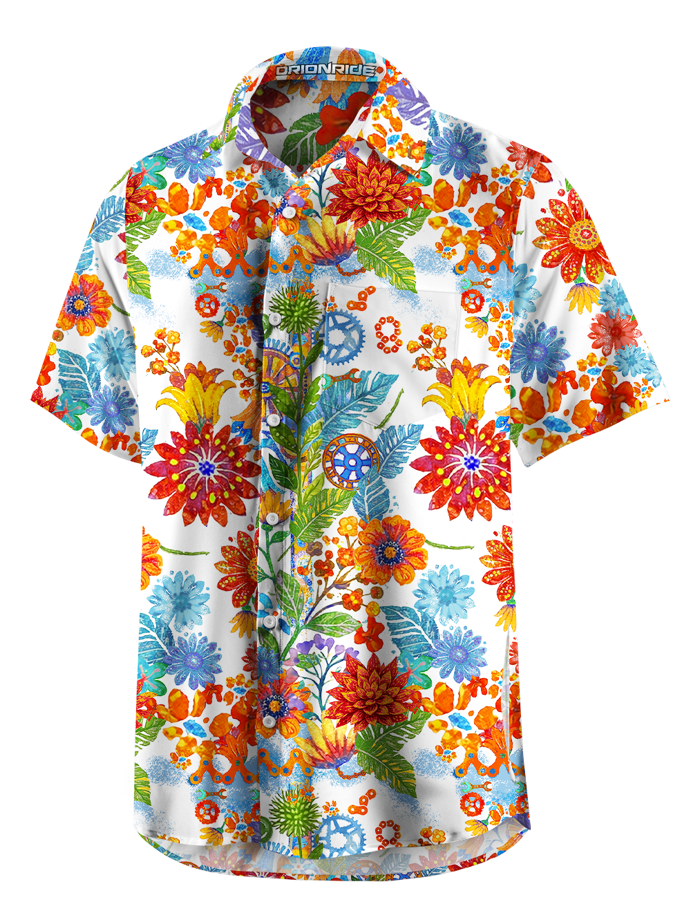 Orionride Brilliant Flower Room Zipper Pockets Ultra Lightweight Short Sleeves Gravel Shirt