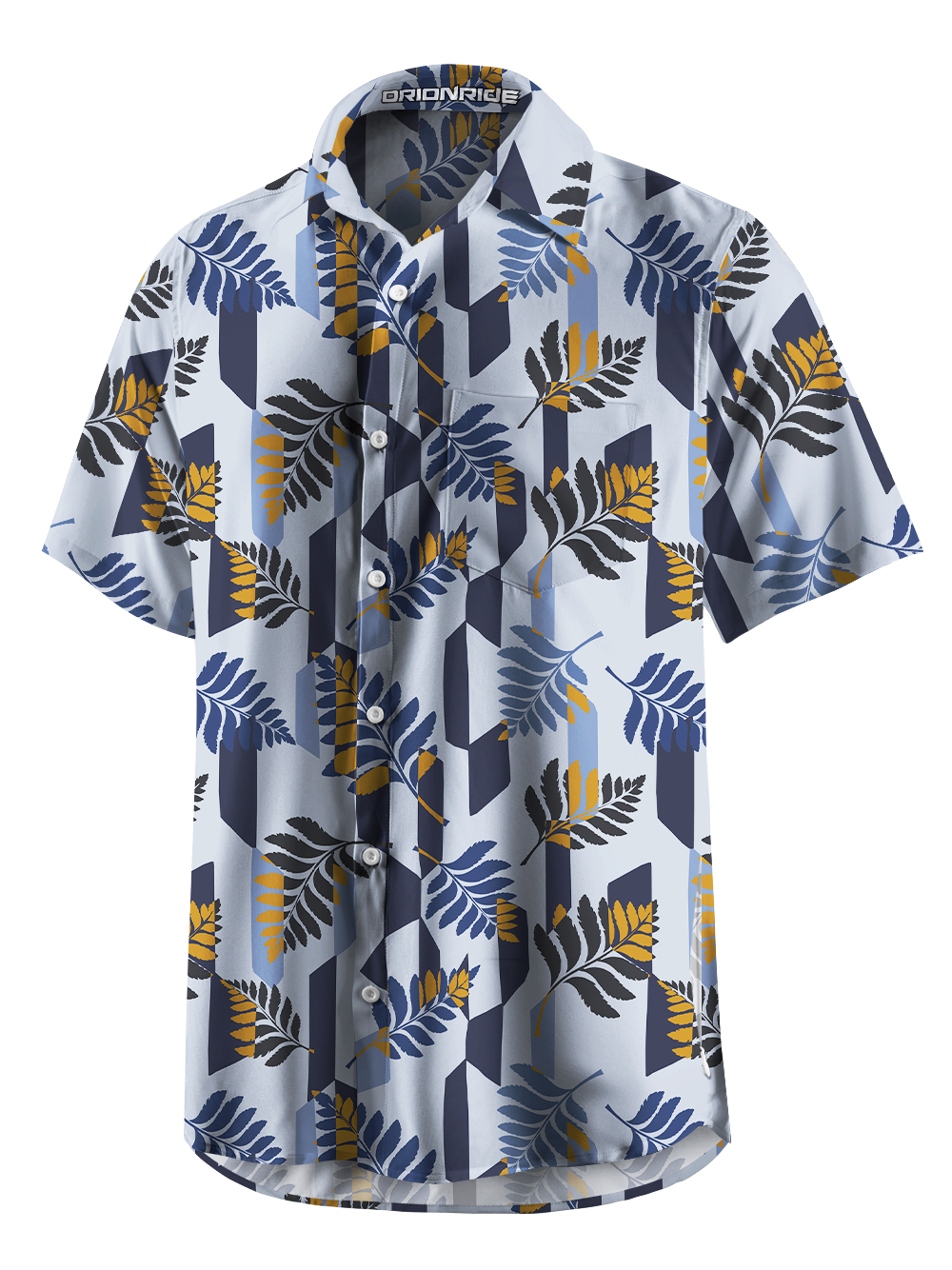 Orionride Geometric Fern Pattern Zipper Pockets Ultra Lightweight Short Sleeves Gravel Shirt