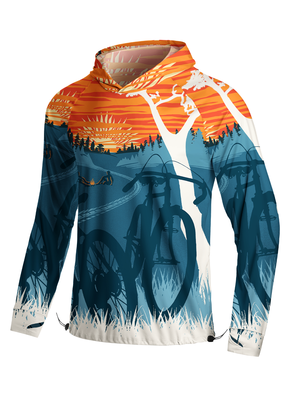 Orionride Sunset Camping Long Sleeve Cycling Hoodie Shirt