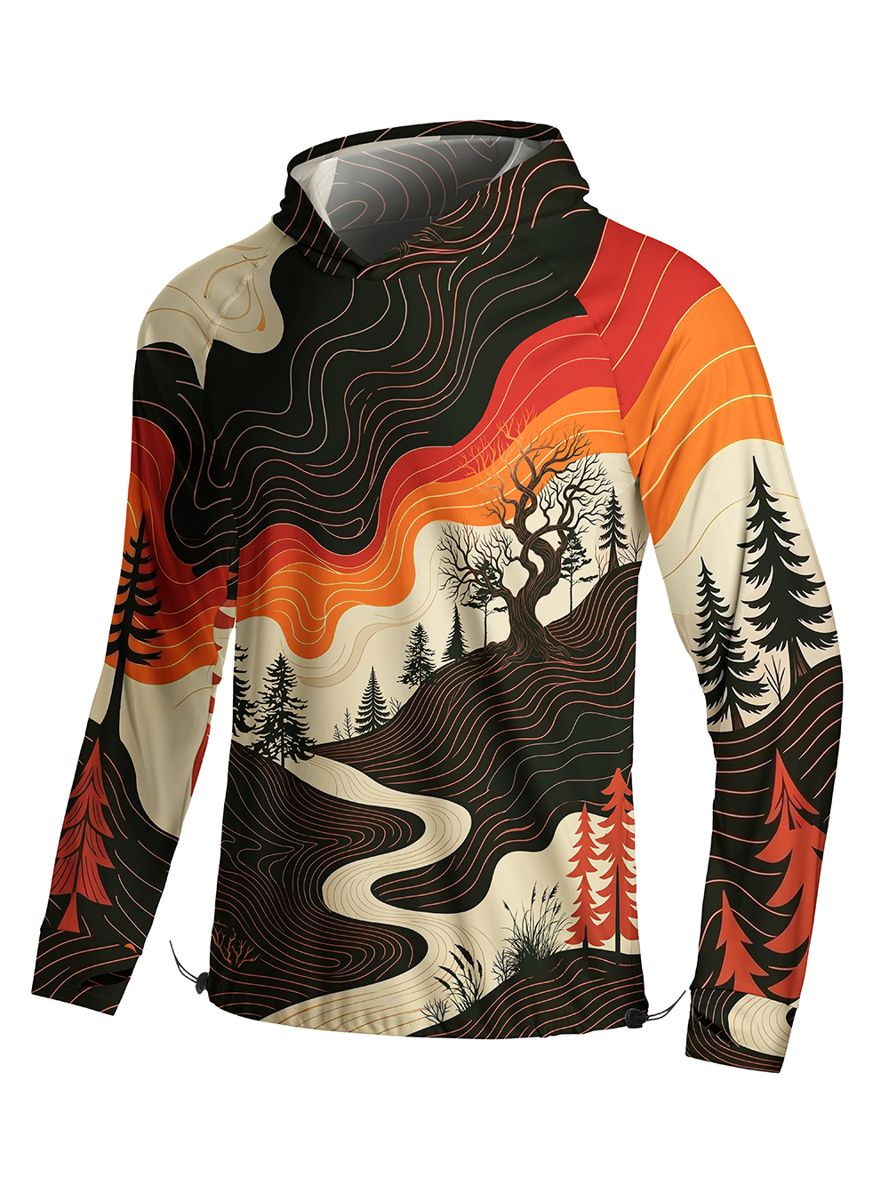 Orionride Topographical Poems Long Sleeve Cycling Hoodie Shirt
