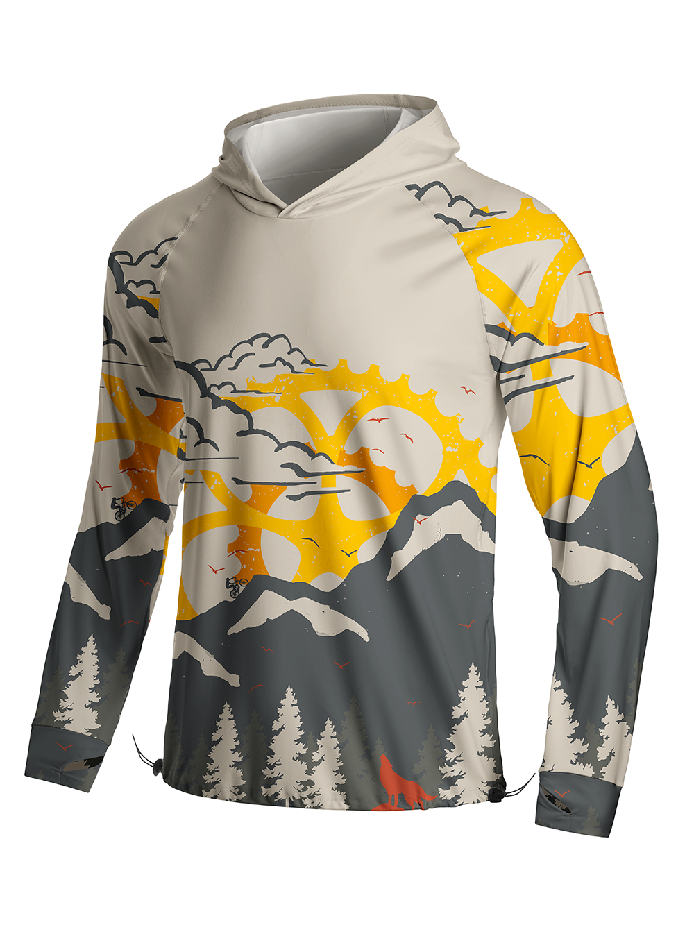 Orionride Mountain Inspired Long Sleeve Cycling Hoodie Shirt