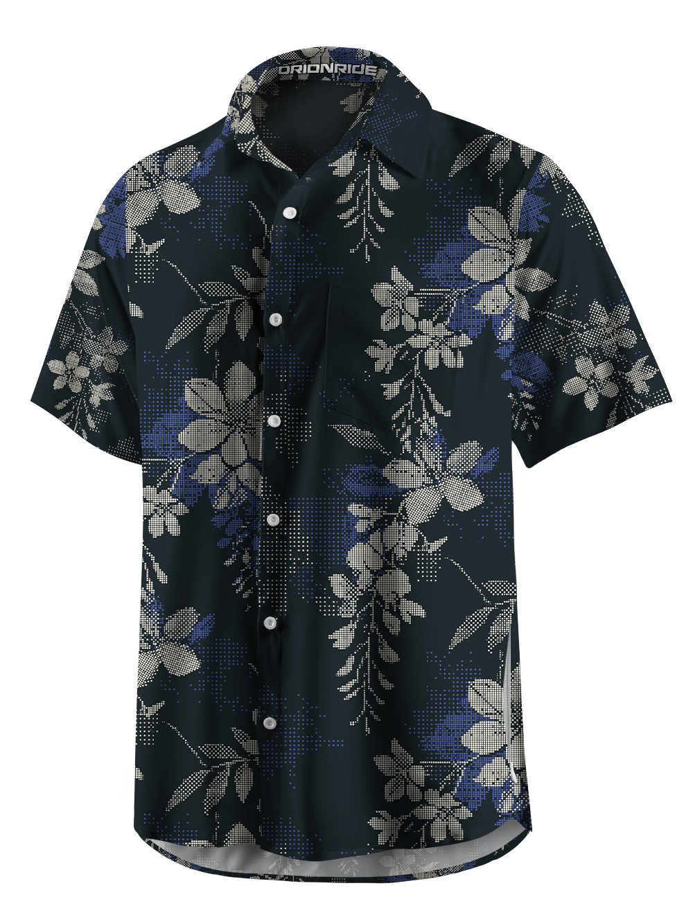 Orionride Pixel Flowers Zipper Pockets Ultra Lightweight Short Sleeves Gravel Shirt