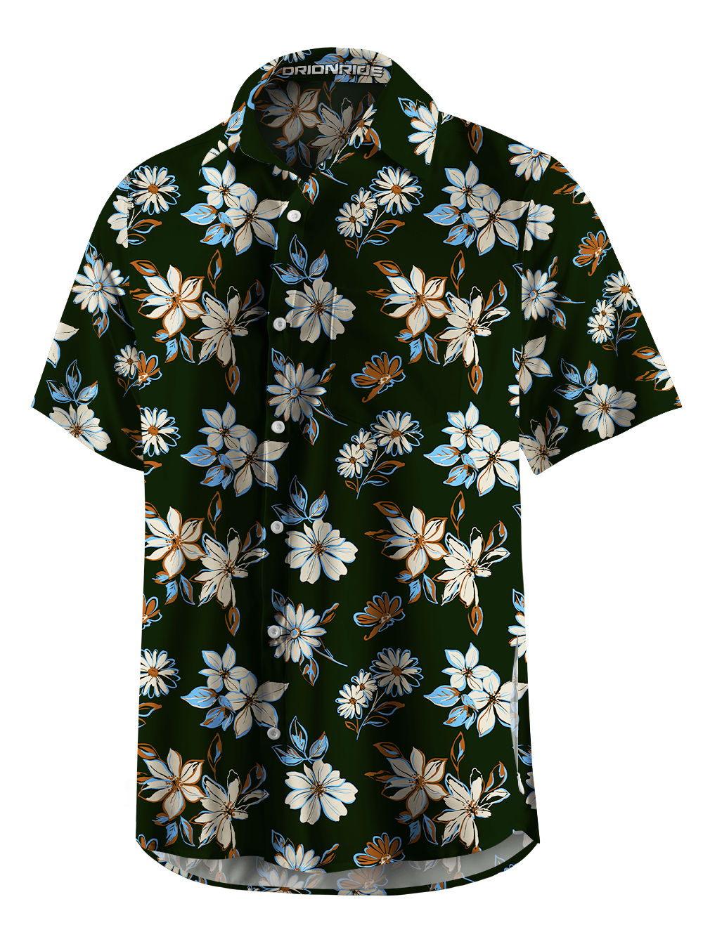 Orionride Retro Hibiscus Zipper Pockets Ultra Lightweight Short Sleeves Gravel Shirt