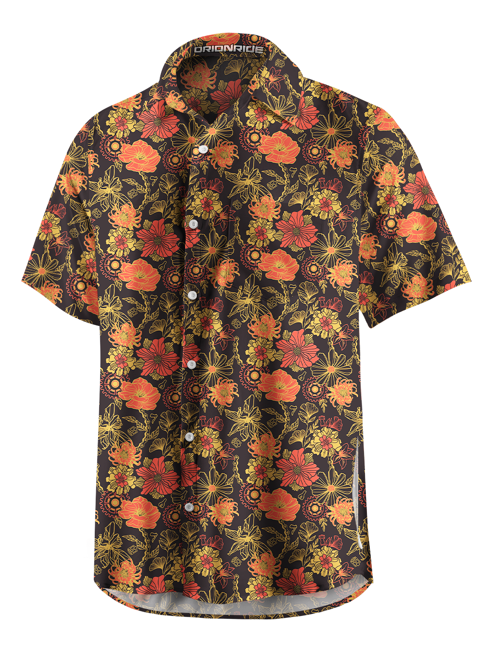Orionride Vibrant Gear-Shaped Flowers Zipper Pockets Ultra Lightweight Short Sleeves Gravel Shirt