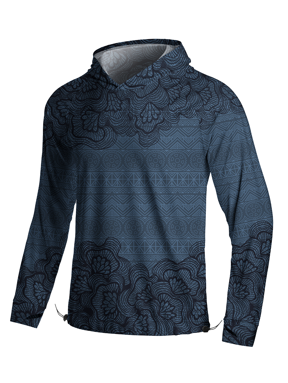 Orionride Floral Shadow Pattern Long Sleeve Cycling Hoodie Shirt