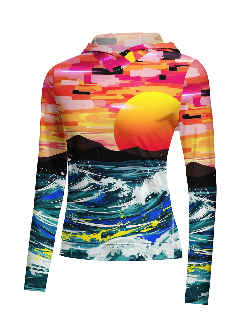 Orionride Sea Rising Sun Women's Long Sleeve Cycling Hoodie Shirt