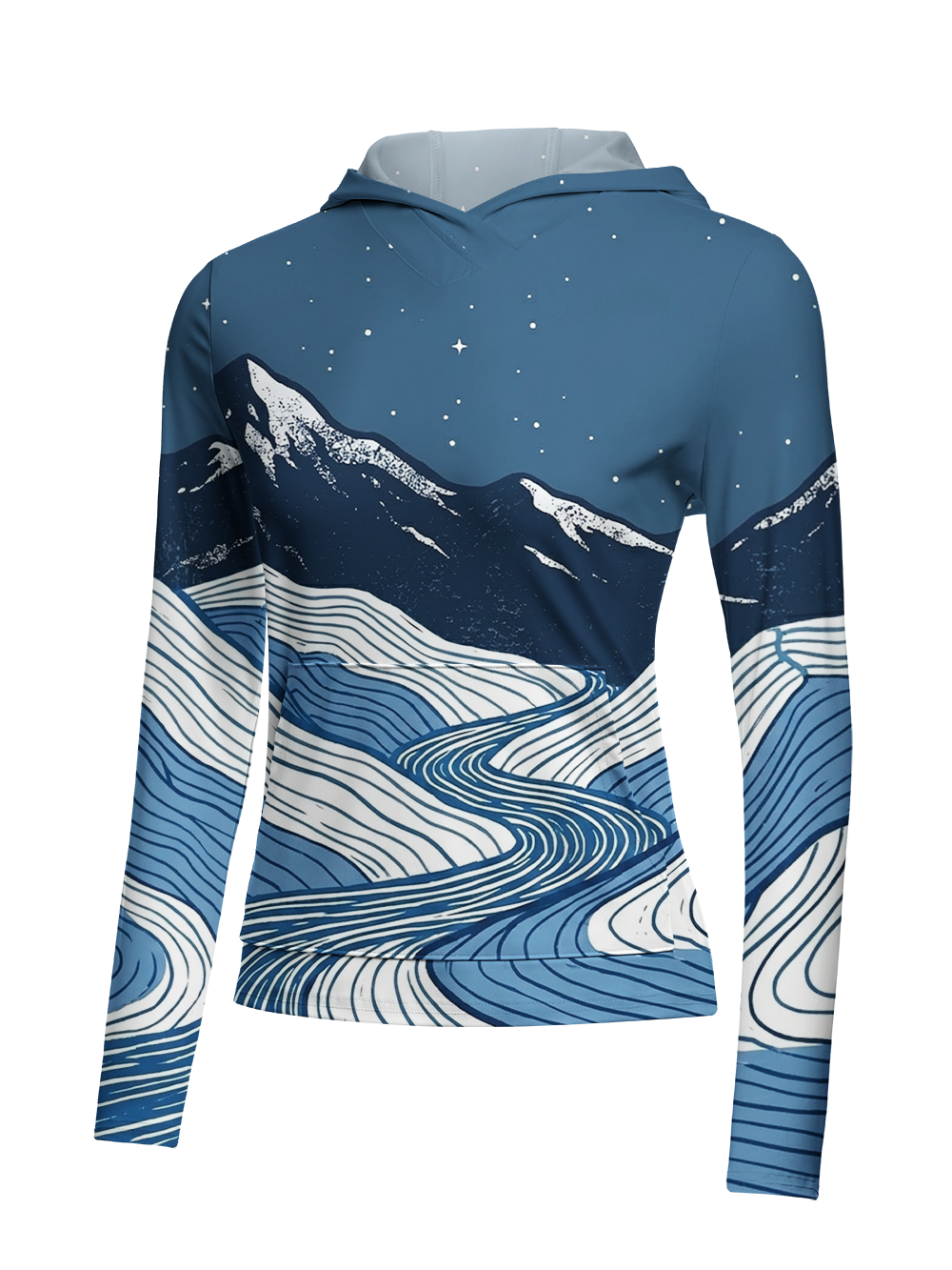 Orionride Starry Mountain River Women's Long Sleeve Cycling Hoodie Shirt