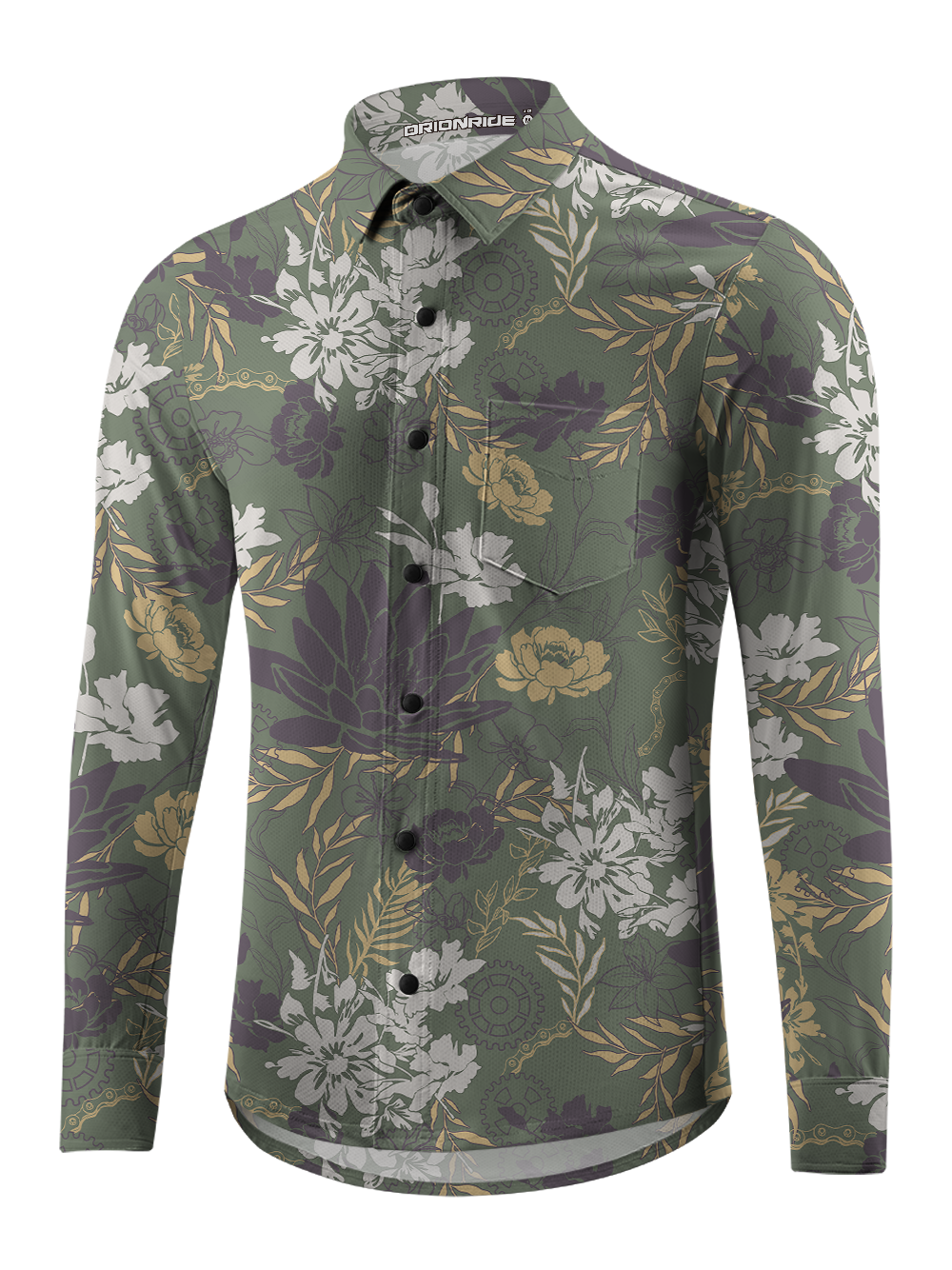 Orionride Lotus In Bloom Men's Stretchy Breathable Long Sleeve Gravel Shirt