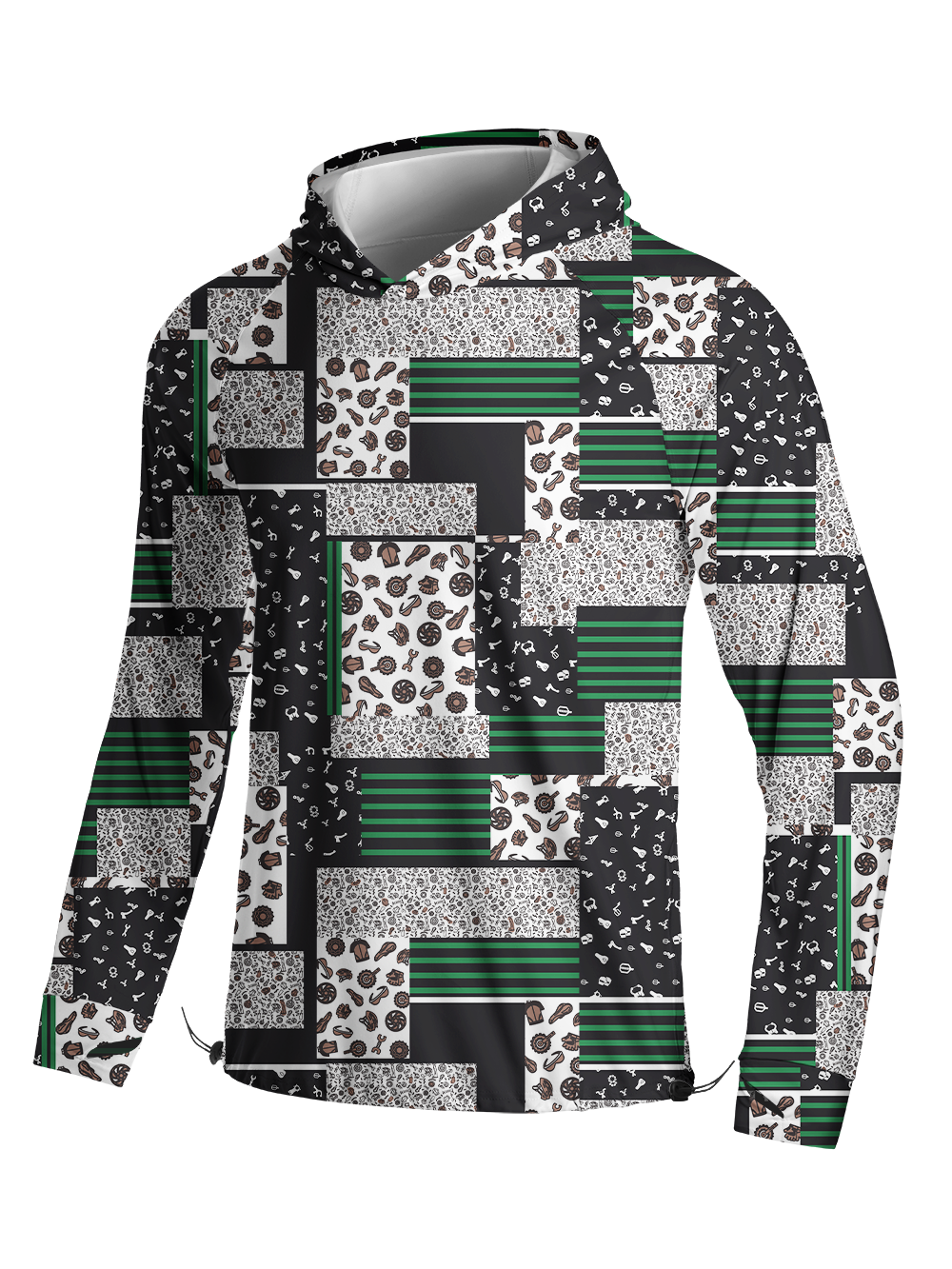 Orionride Geometric Parts Assembly Long Sleeve Cycling Hoodie Shirt