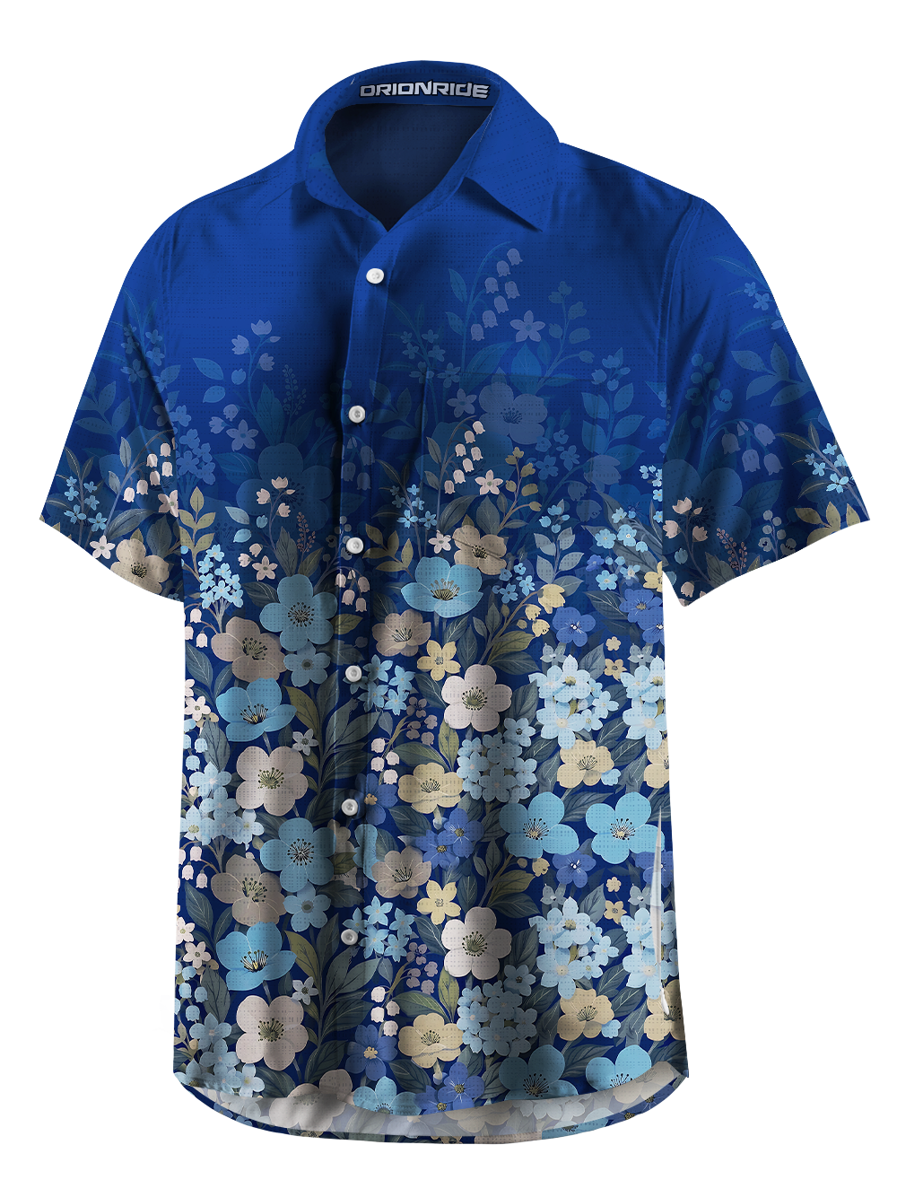 Orionride Gradated Floral Shadows Zipper Pockets Ultra Lightweight Short Sleeves Gravel Shirt