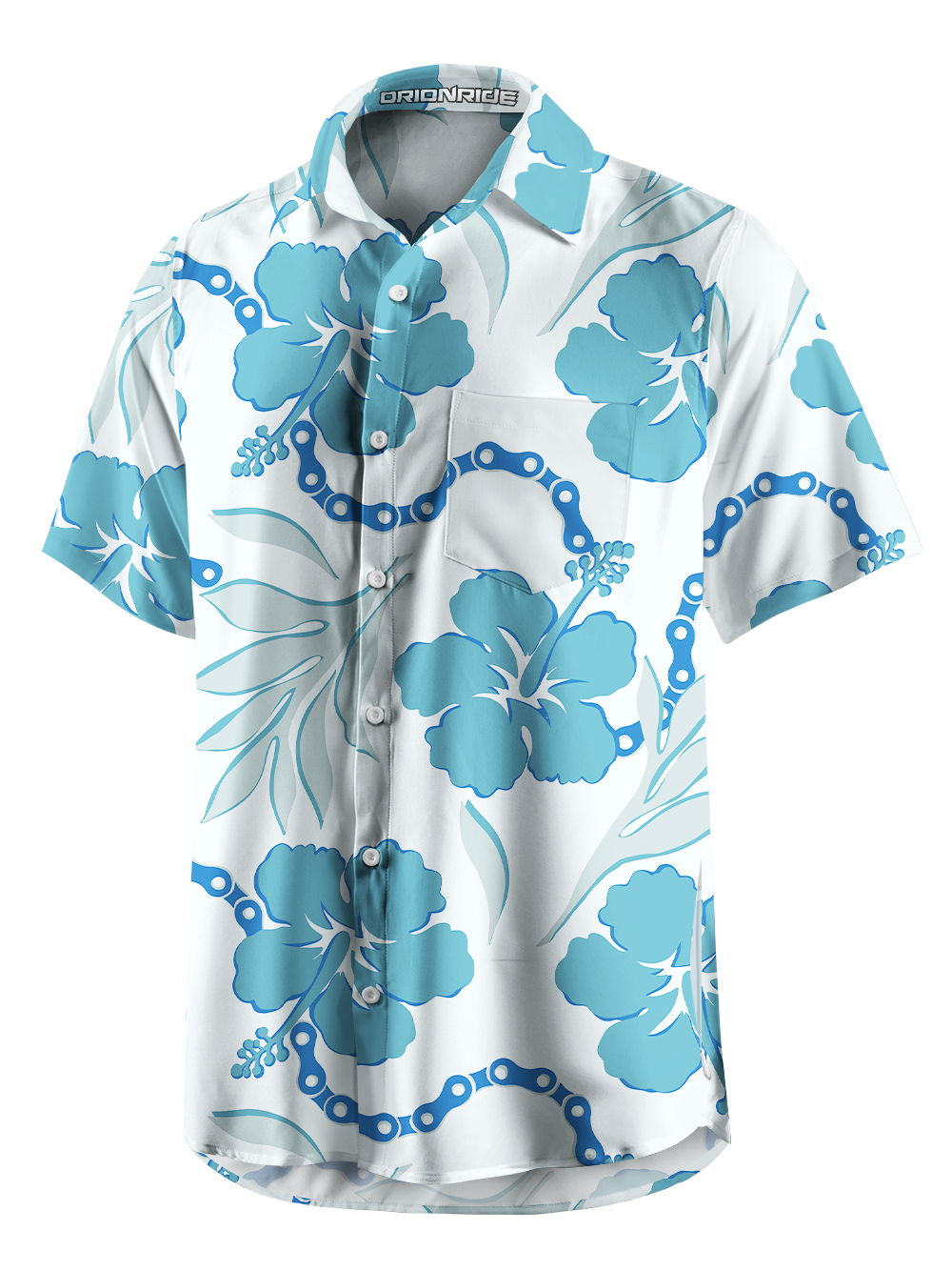 Orionride Hibiscus Petals Zipper Pockets Ultra Lightweight Short Sleeves Gravel Shirt