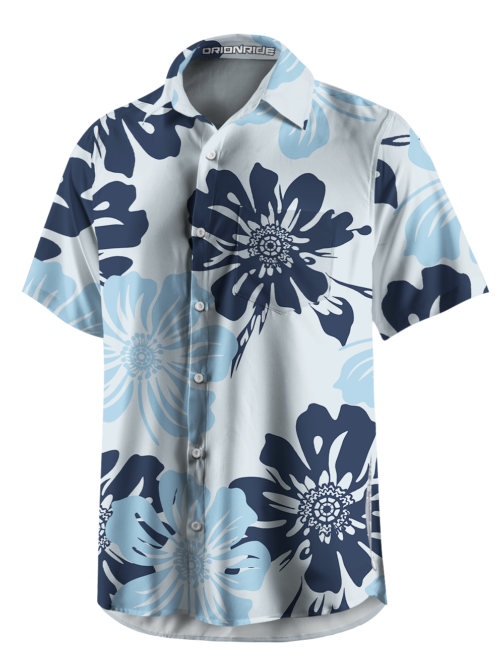 Orionride Large Flowers Zipper Pockets Ultra Lightweight Short Sleeves Gravel Shirt