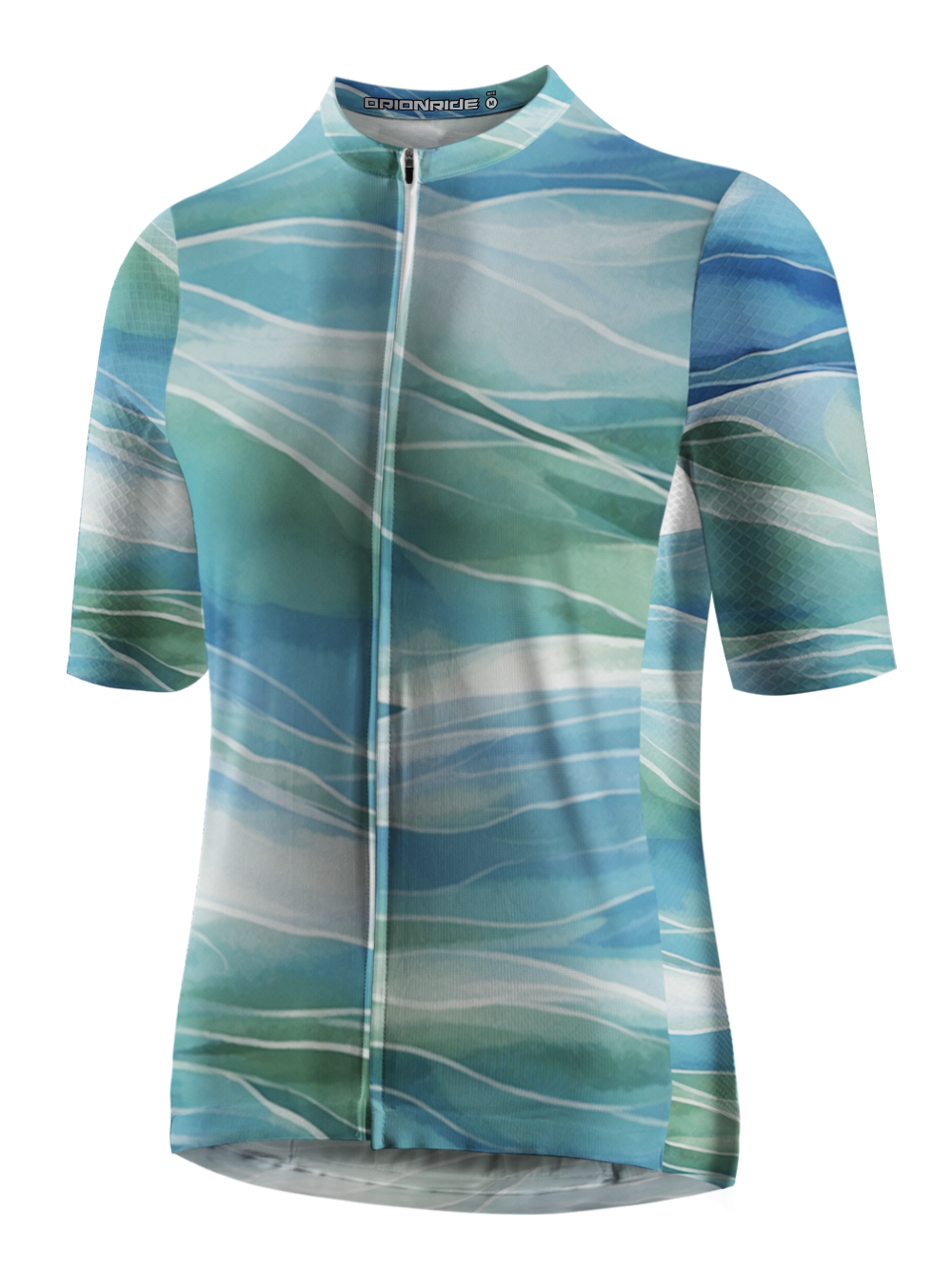 Orionride Turquoise Waves Short Sleeves Cycling Jersey