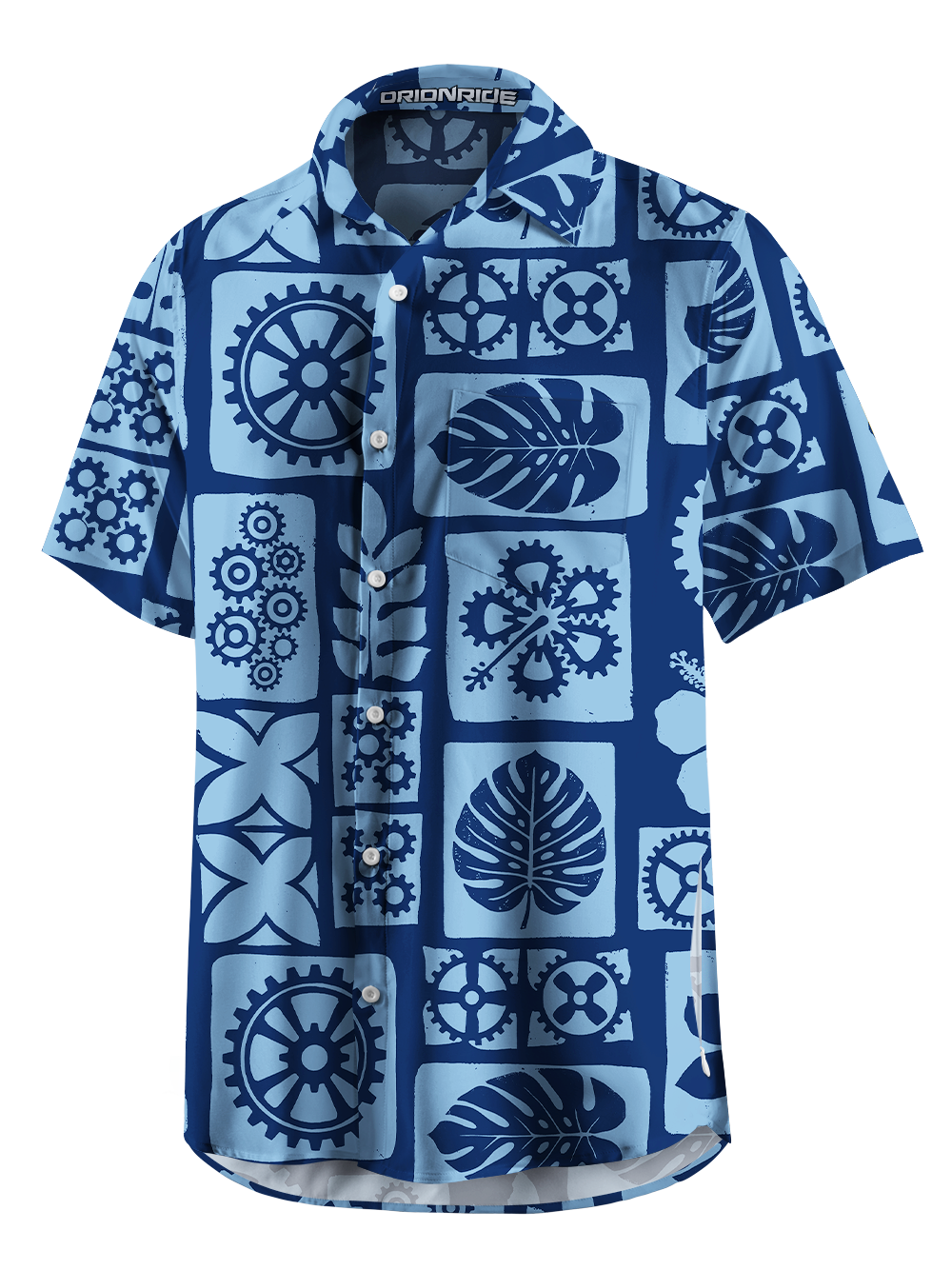 Orionride Mottled Monstera Deliciosa Zipper Pockets Ultra Lightweight Short Sleeves Gravel Shirt
