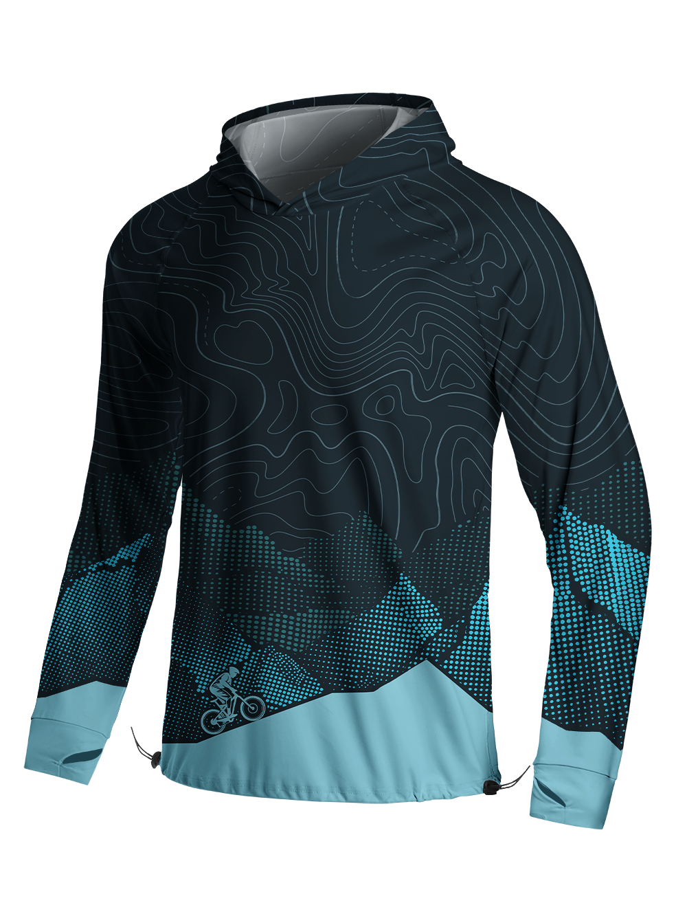 Orionride Real And Virtual Mountain Long Sleeve Cycling Hoodie Shirt