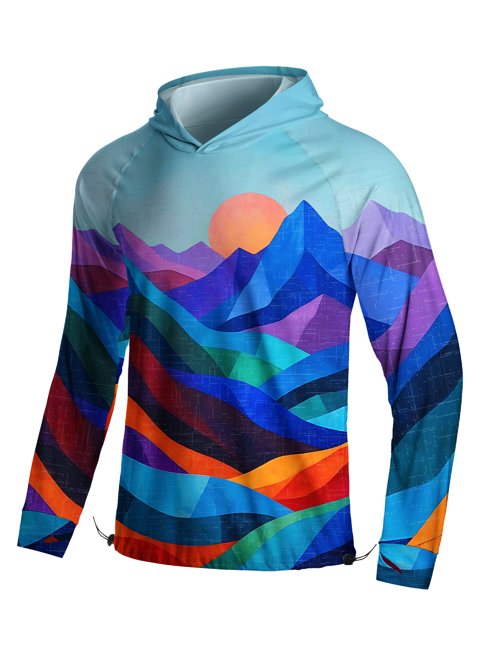Orionride Color Fold Mountains Long Sleeve Cycling Hoodie Shirt