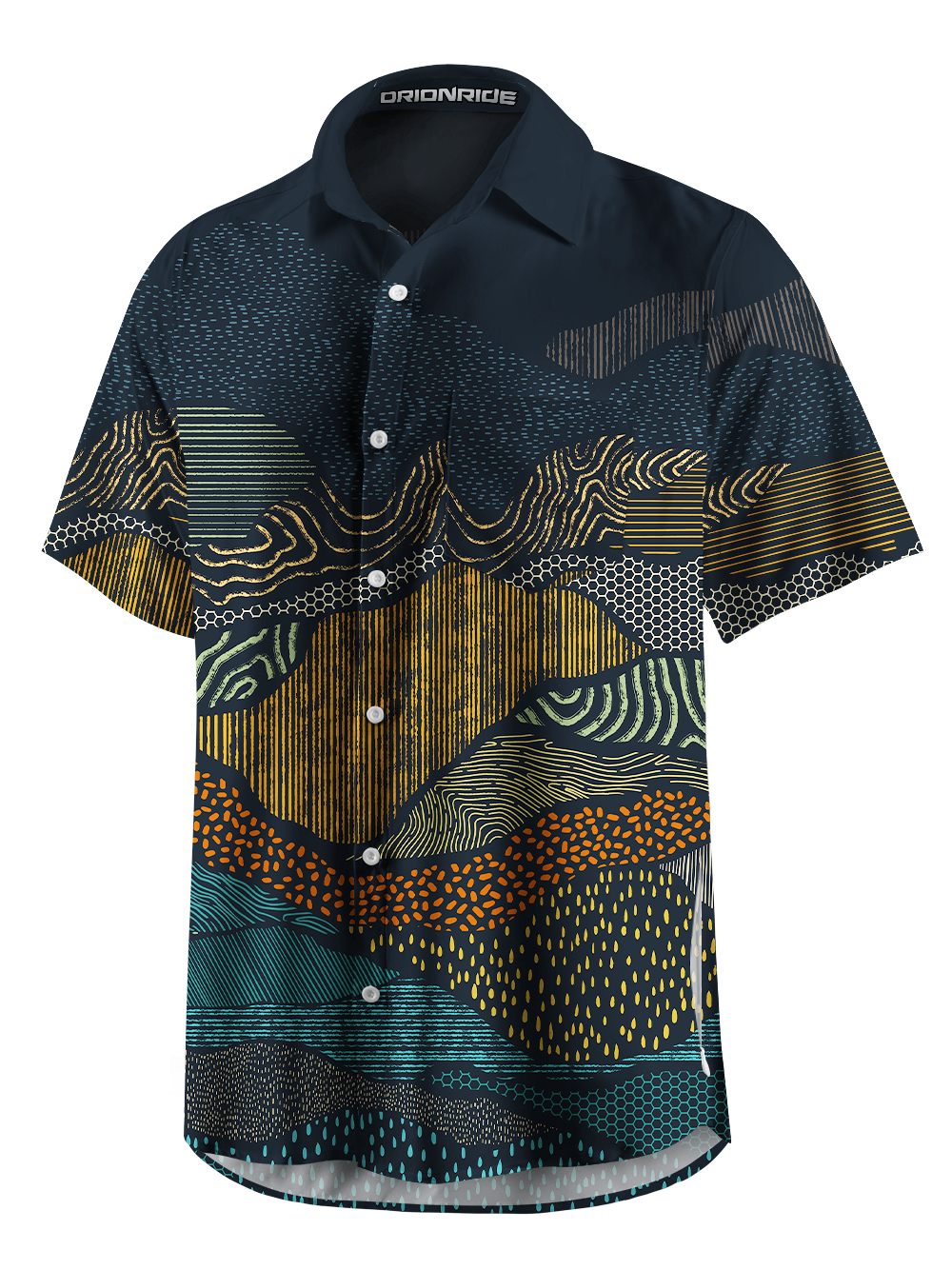 Orionride Geological Texture Zipper Pockets Ultra Lightweight Short Sleeves Gravel Shirt
