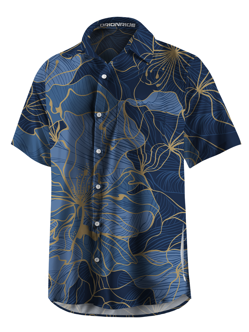 Orionride Golden Floral Zipper Pockets Ultra Lightweight Short Sleeves Gravel Shirt