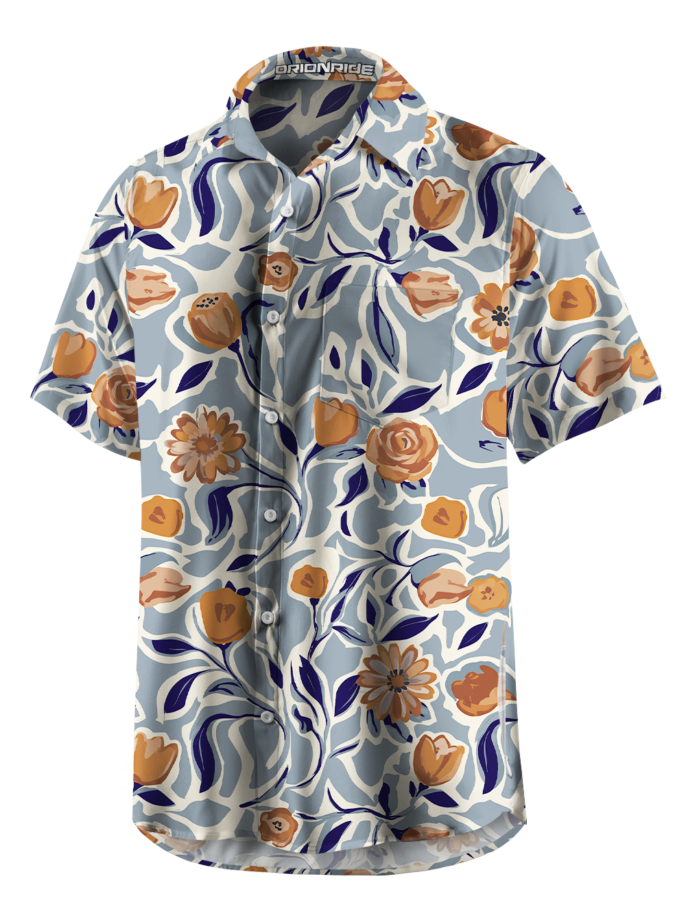 Orionride Vine Flower Code Zipper Pockets Ultra Lightweight Short Sleeves Gravel Shirt
