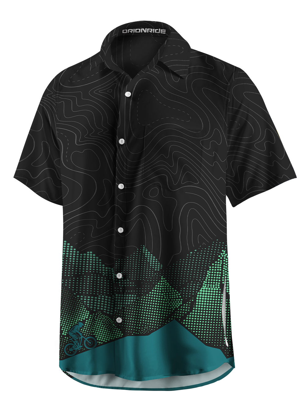 Orionride Real And Virtual Mountain Peaks Zipper Pockets Ultra Lightweight Short Sleeves Gravel Shirt