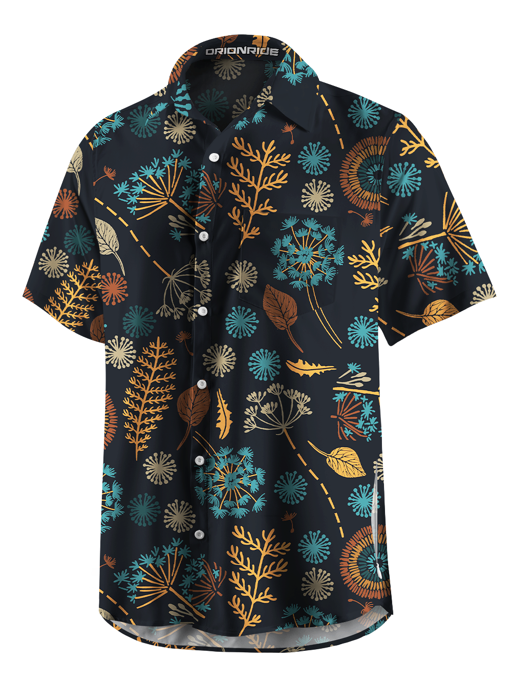 Orionride Night Botanicals Zipper Pockets Ultra Lightweight Short Sleeves Gravel Shirt