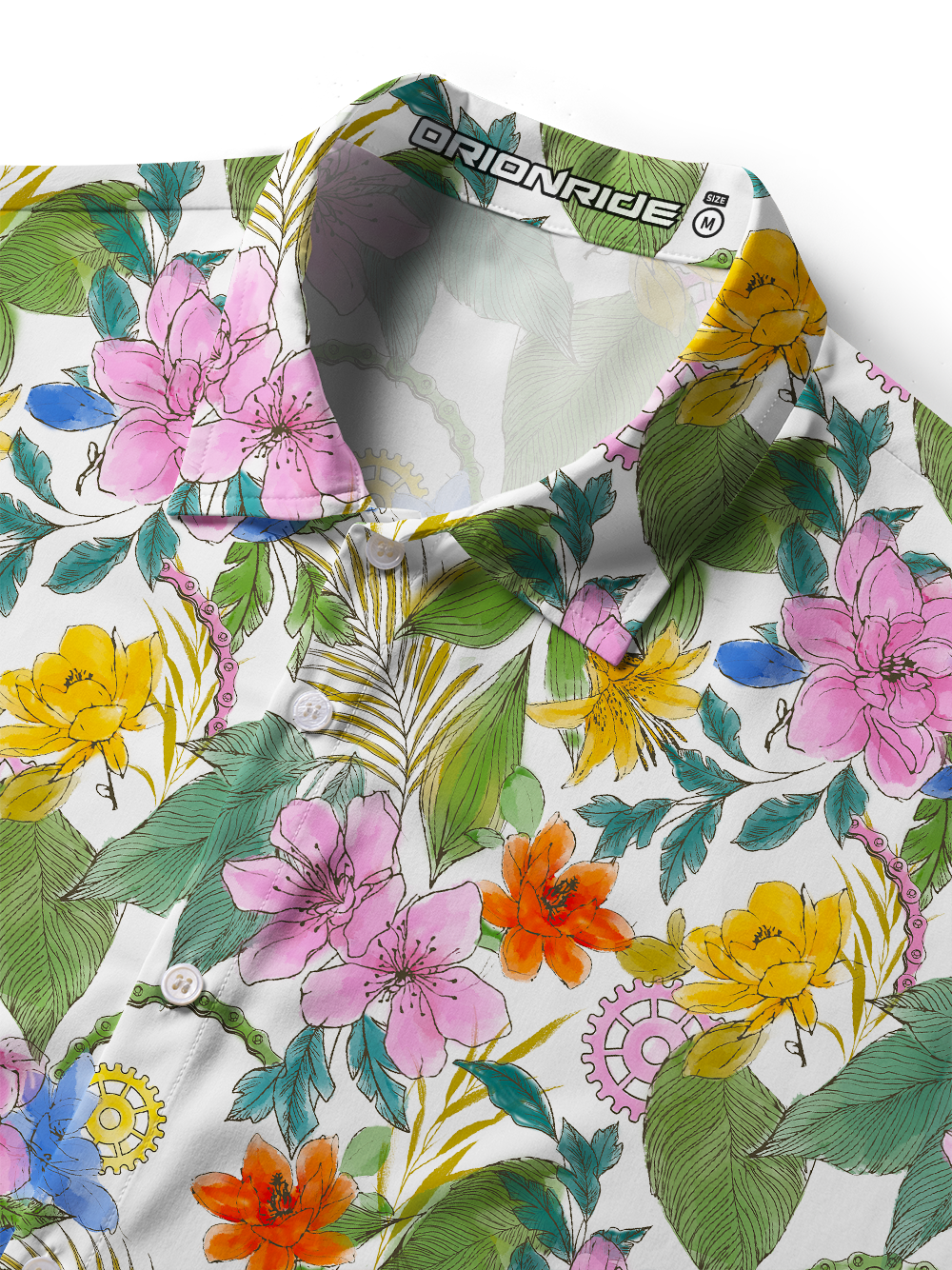 Orionride Ink And Wash Flower Zipper Pockets Ultra Lightweight Short Sleeves Women's Gravel Shirt