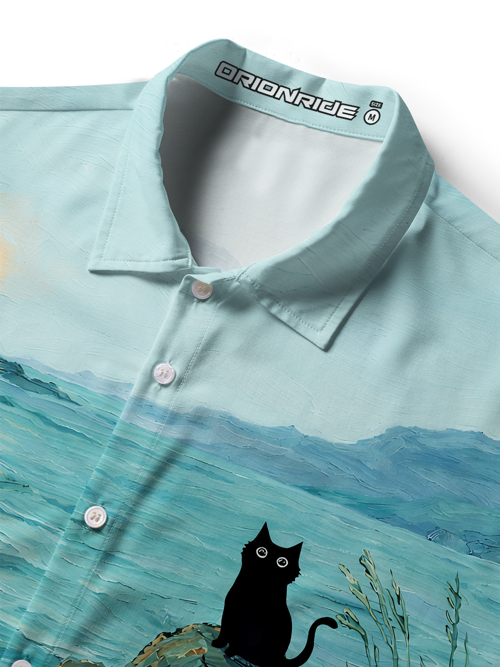Orionride Curious Black Cat Zipper Pockets Ultra Lightweight Short Sleeves Women's Gravel Shirt