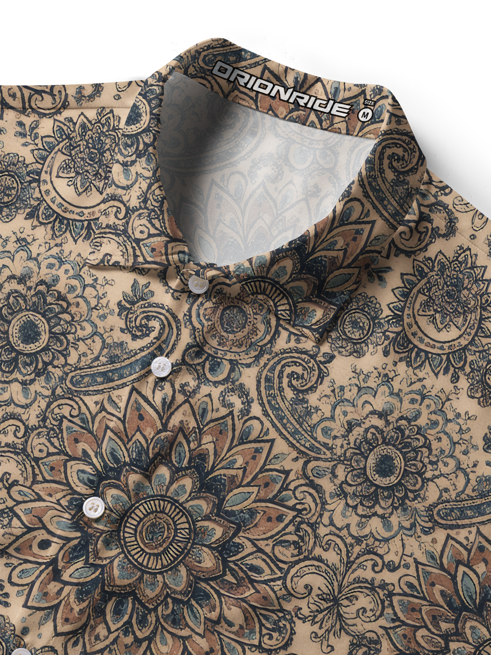 Orionride Retro Totem Flower Zipper Pockets Ultra Lightweight Short Sleeves Women's Gravel Shirt