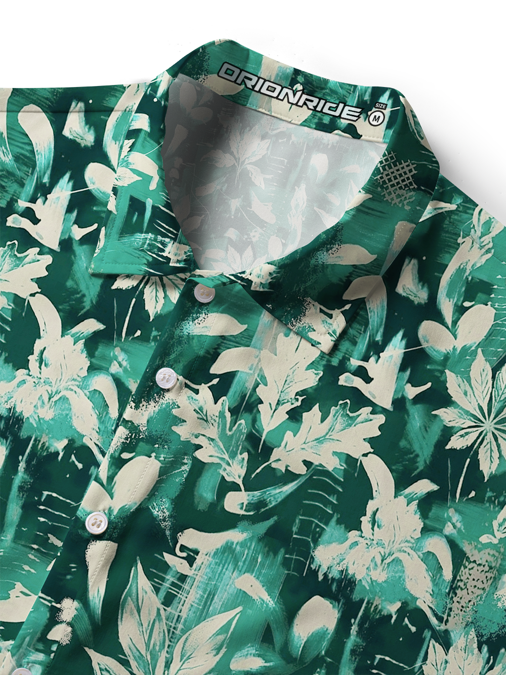 Orionride Leaf Graffiti Zipper Pockets Ultra Lightweight Short Sleeves Women's Gravel Shirt
