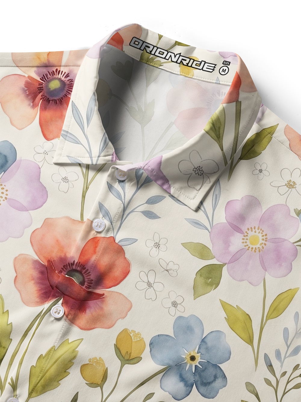 Orionride Watercolor Poppy Zipper Pockets Ultra Lightweight Short Sleeves Women's Gravel Shirt