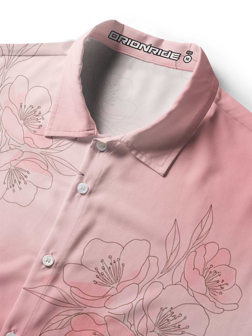 Orionride Pink Peach Blossoms Zipper Pockets Ultra Lightweight Short Sleeves Women's Gravel Shirt