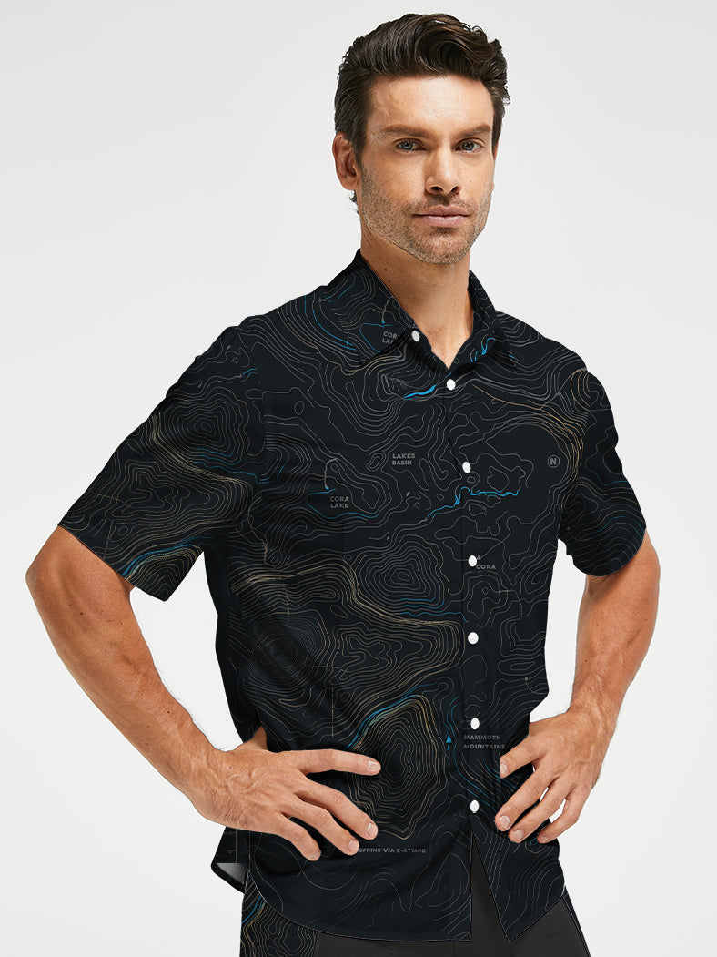 Orionride Panoramic Map Zipper Pockets Ultra Lightweight Short Sleeves Gravel Shirt