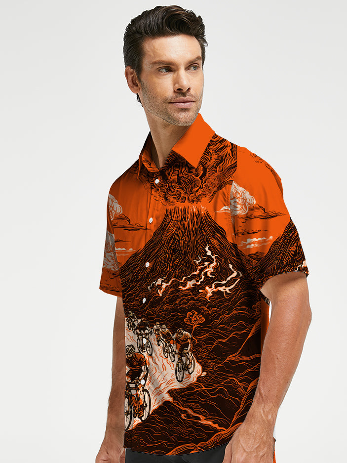 Orionride Volcanic Eruption Zipper Pockets Ultra Lightweight Short Sleeves Gravel Shirt