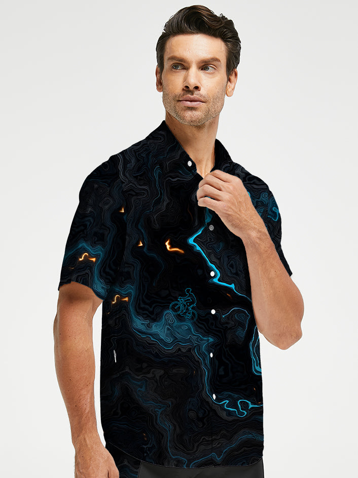 Orionride Luminous Terrain Map Zipper Pockets Ultra Lightweight Short Sleeves Gravel Shirt