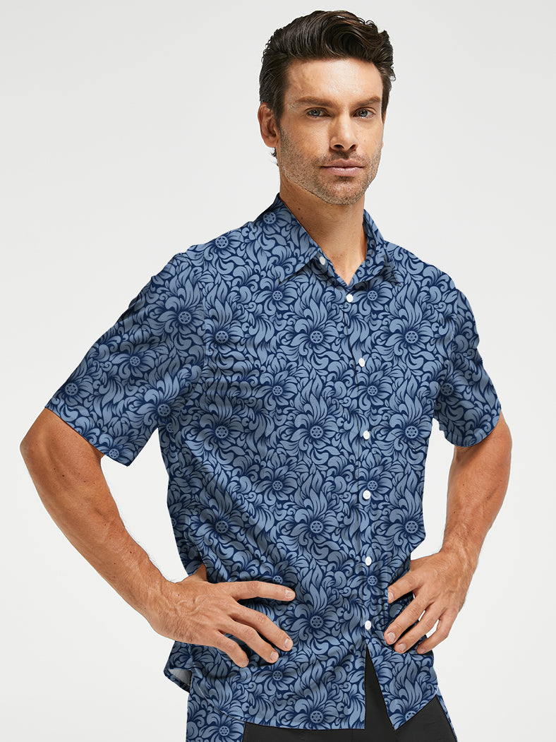 Orionride Swaying Flowers Zipper Pockets Ultra Lightweight Short Sleeves Gravel Shirt