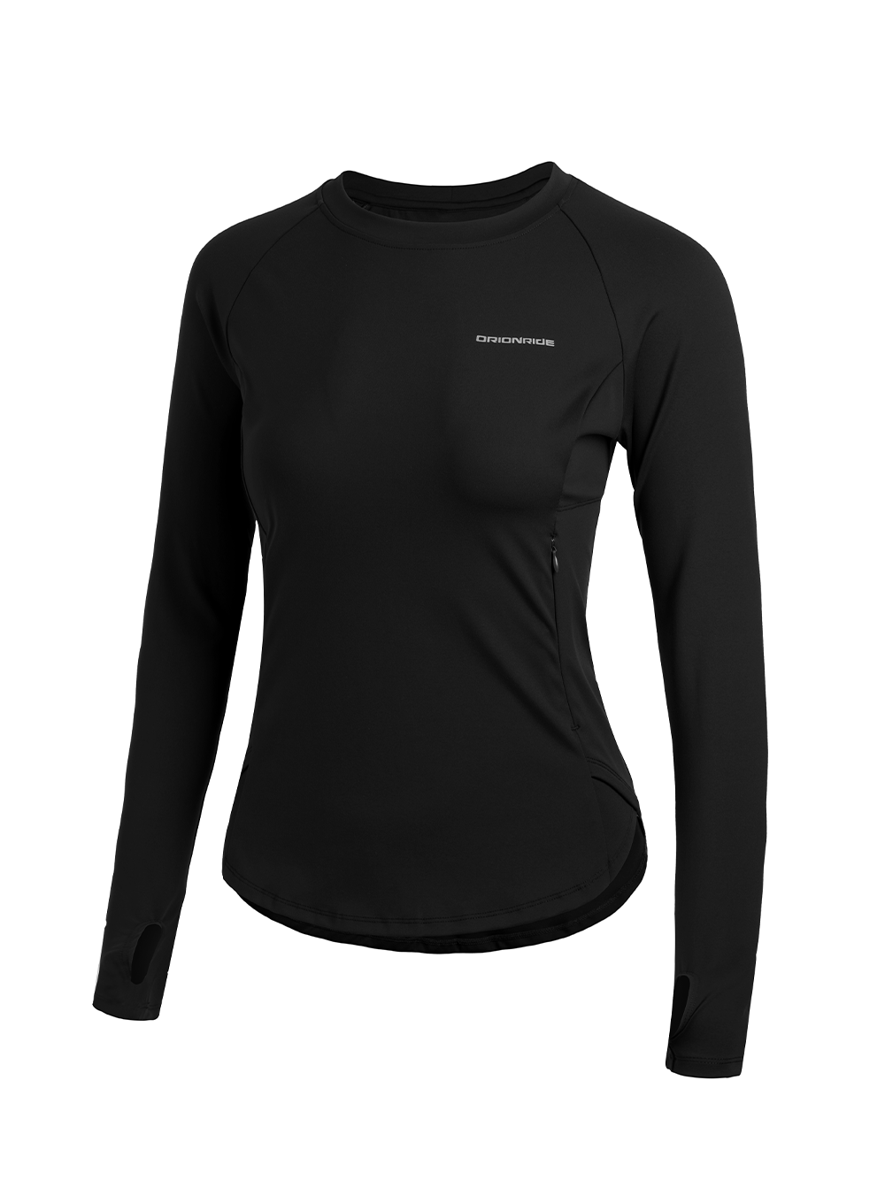 Orionride Women's Zipper Pockets Thumb Holes Long Sleeve Cycling Shirt Red