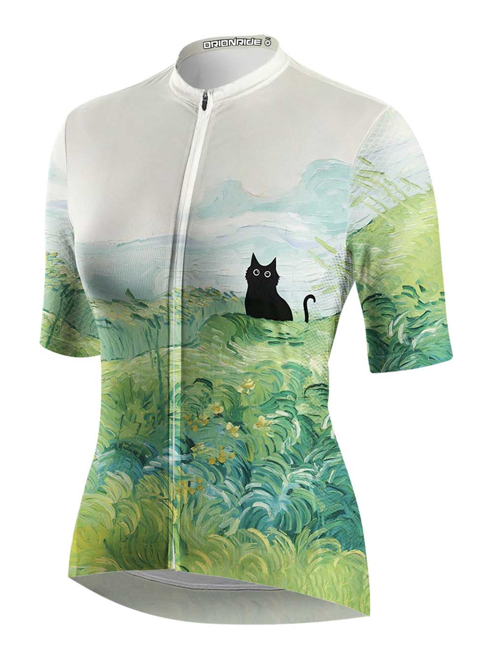 Orionride Oil Painting Black Cat Short Sleeves Women's Jersey