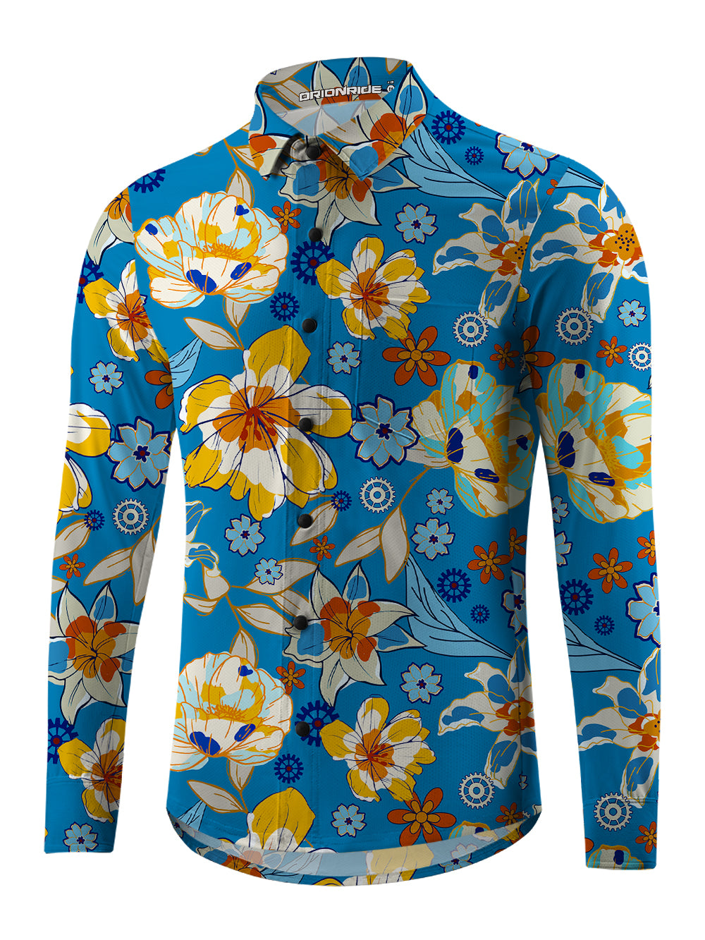 Orionride Budding Flowers Men's Stretchy Breathable Long Sleeve Gravel Shirt
