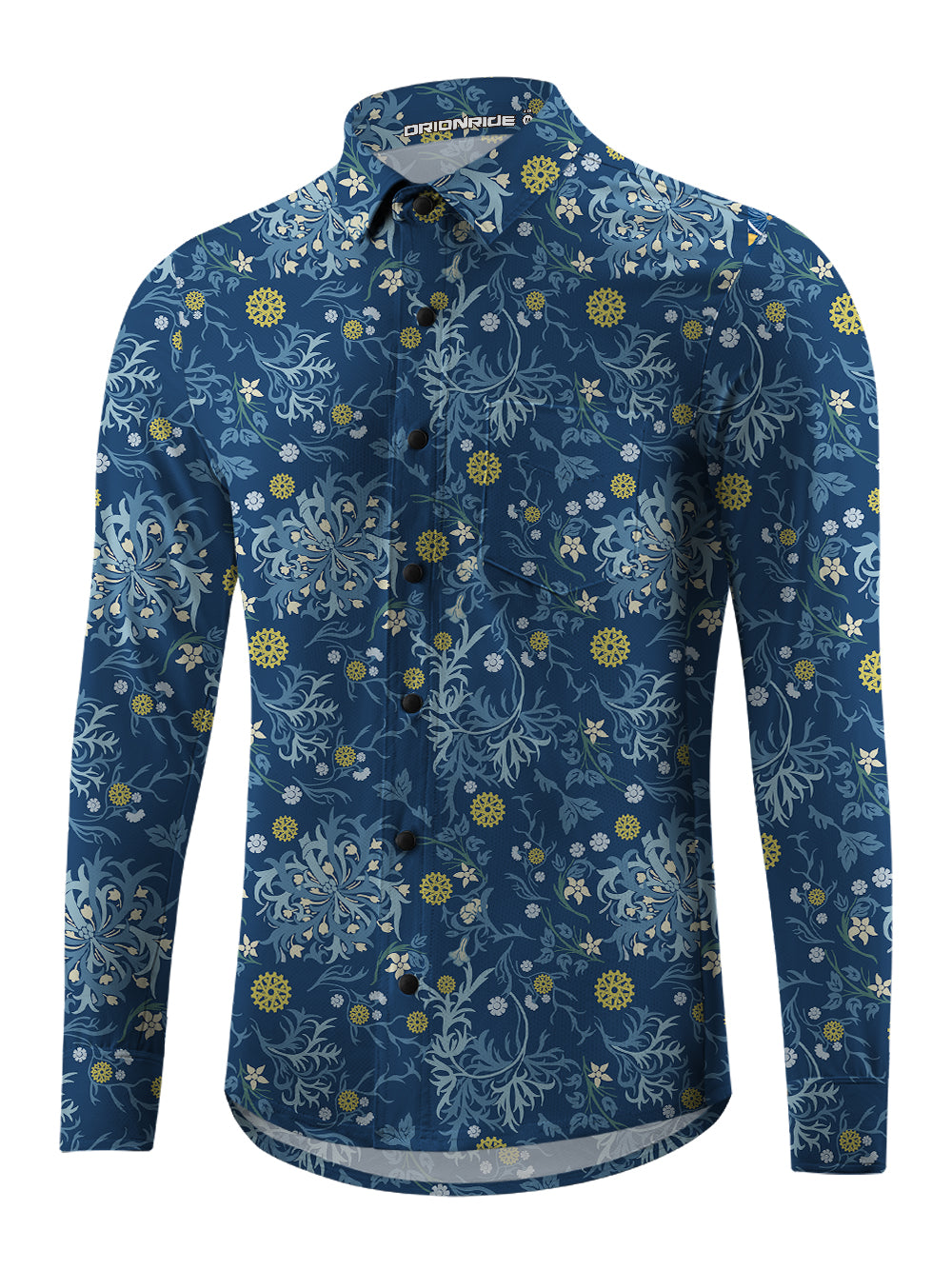 Orionride Leafy Gears Men's Stretchy Breathable Long Sleeve Gravel Shirt