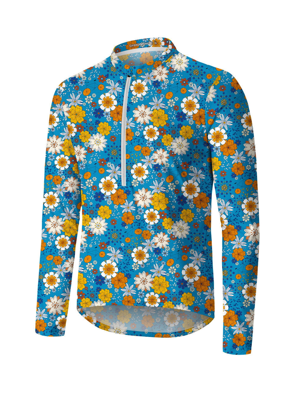 Orionride Fragrant Flowers Long Sleeve Half Zipper Mountain Bike Jersey