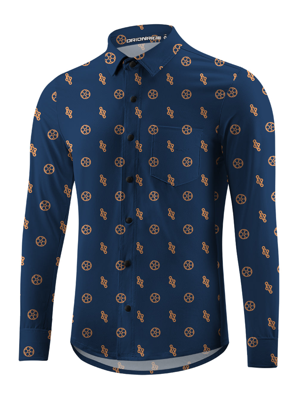 Orionride Gears And Chains Men's Stretchy Breathable Long Sleeve Gravel Shirt