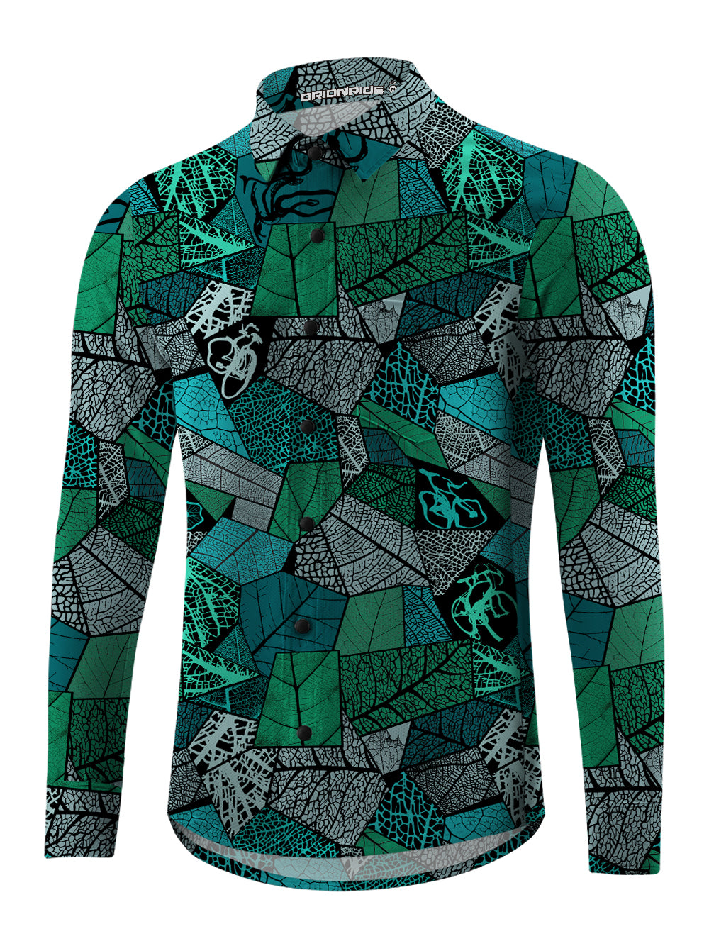 Orionride Leaf Stitching Bicycle Men's Stretchy Breathable Long Sleeve Gravel Shirt
