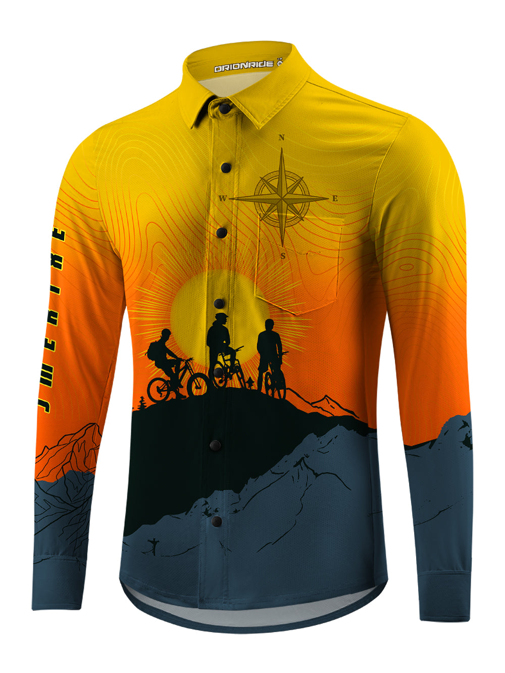 Orionride Sunrise Adventure Men's Stretchy Breathable Long Sleeve Gravel Shirt
