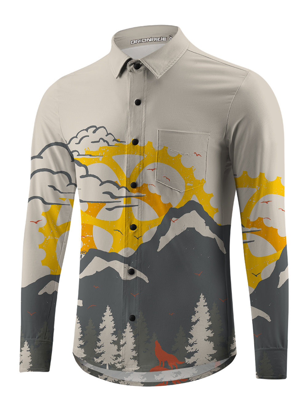 Orionride Mountain Inspired Men's Stretchy Breathable Long Sleeve Gravel Shirt