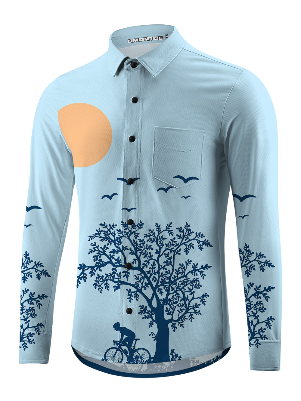 Orionride Lonely Travel Men's Stretchy Breathable Long Sleeve Gravel Shirt