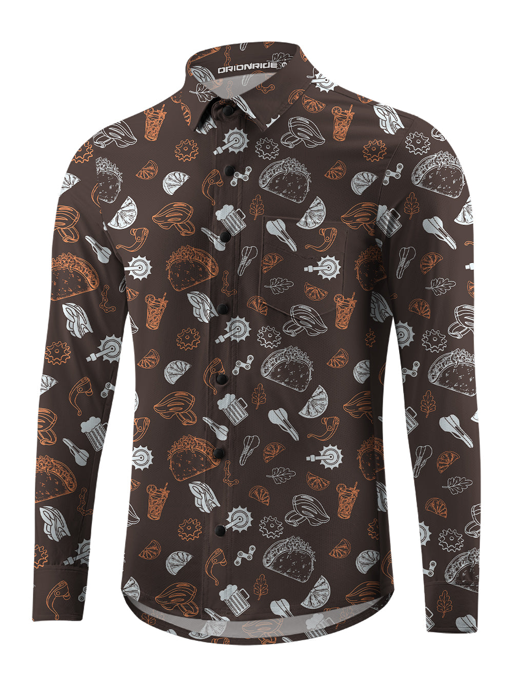 Orionride Food Party Men's Stretchy Breathable Long Sleeve Gravel Shirt