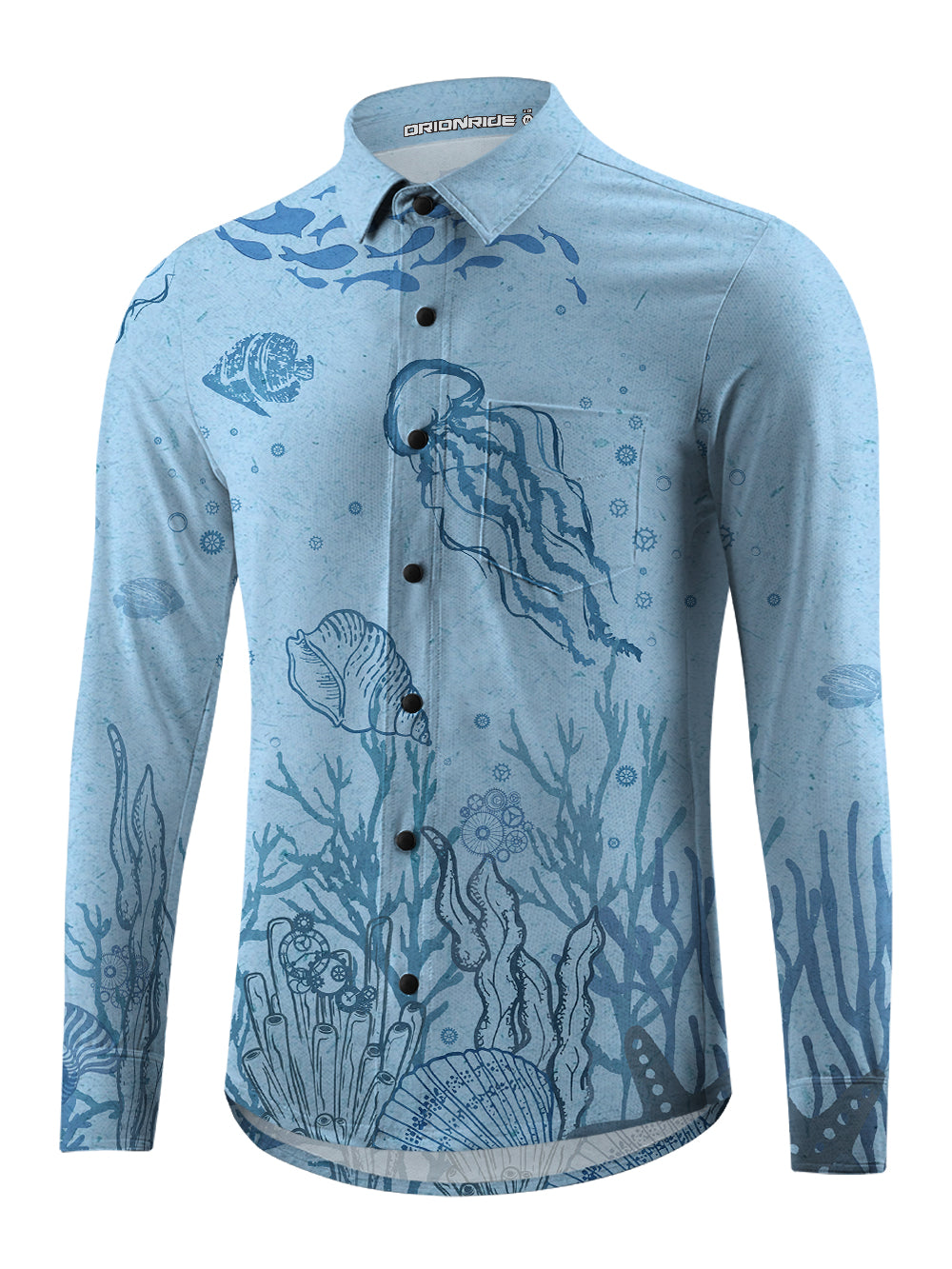 Orionride Ocean Jellyfish Men's Stretchy Breathable Long Sleeve Gravel Shirt