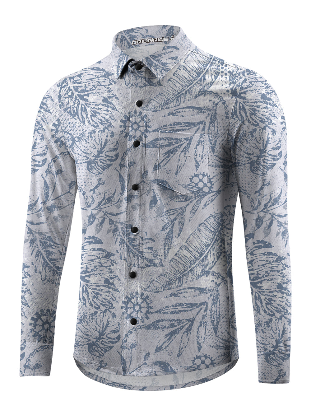 Orionride Leaf Texture Men's Stretchy Breathable Long Sleeve Gravel Shirt