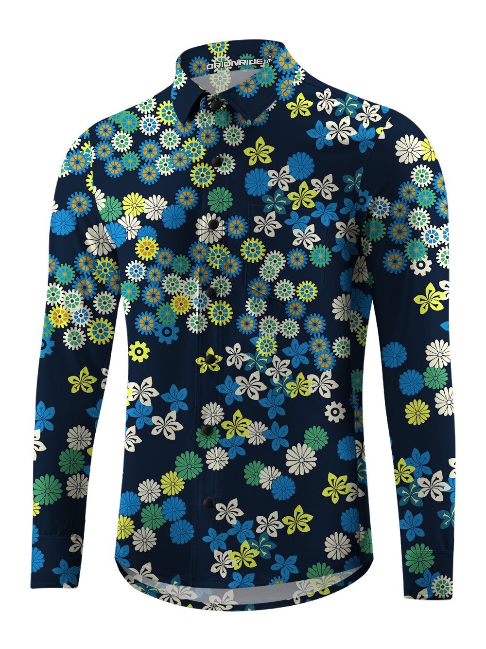 Orionride Charming Daisy Men's Stretchy Breathable Long Sleeve Gravel Shirt