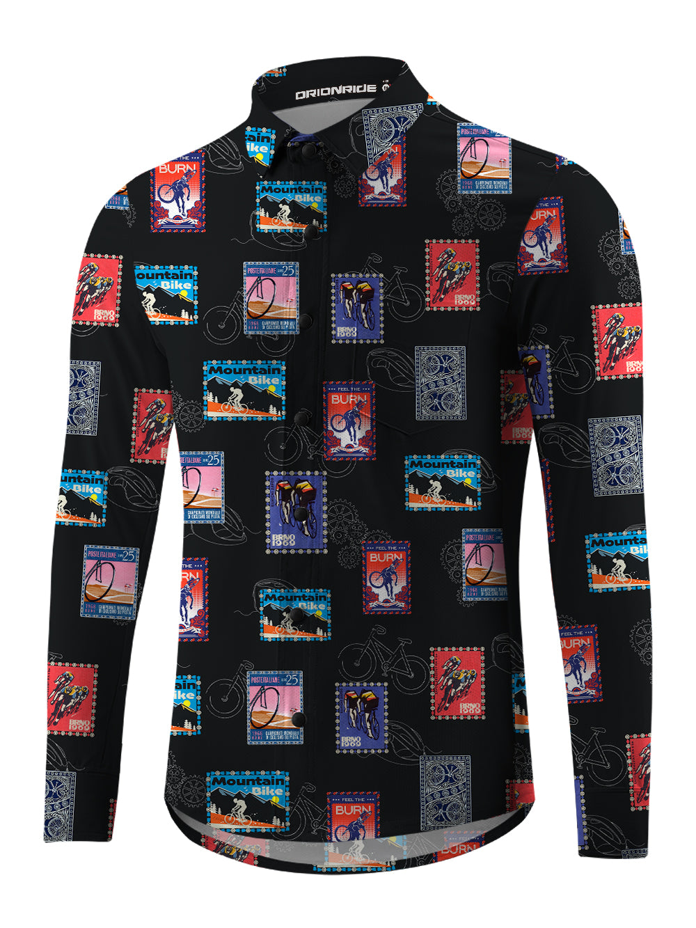 Orionride Stamp Collecting Men's Stretchy Breathable Long Sleeve Gravel Shirt